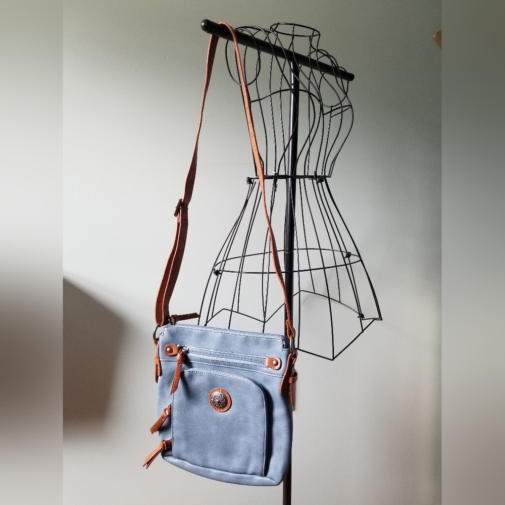 Blue and Brown Crossbody Bag